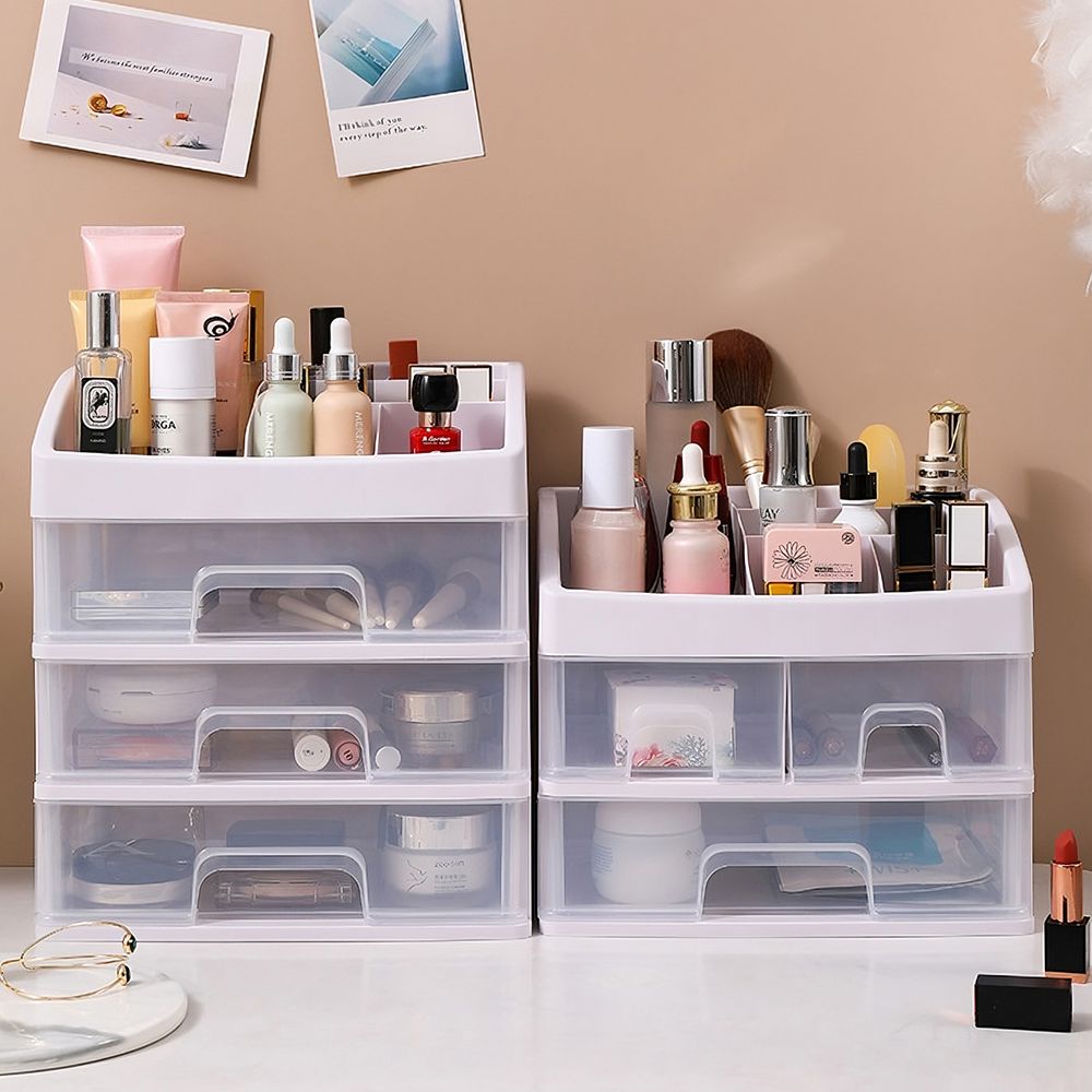 Make-Up Organizer, Kosmetik-Pinselhalter mit Schubladen, Verstellbarer Aufbewahrungsbox für Kosmetik/Schmuck/Pinsel 17x23.3x26.8 cm Retoo
