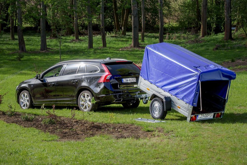 Anhänger Garden Trailer 200 KIPP 200x106 cm 750 kg [mit Hochspriegel, blauer Hochplane und Stützrad]