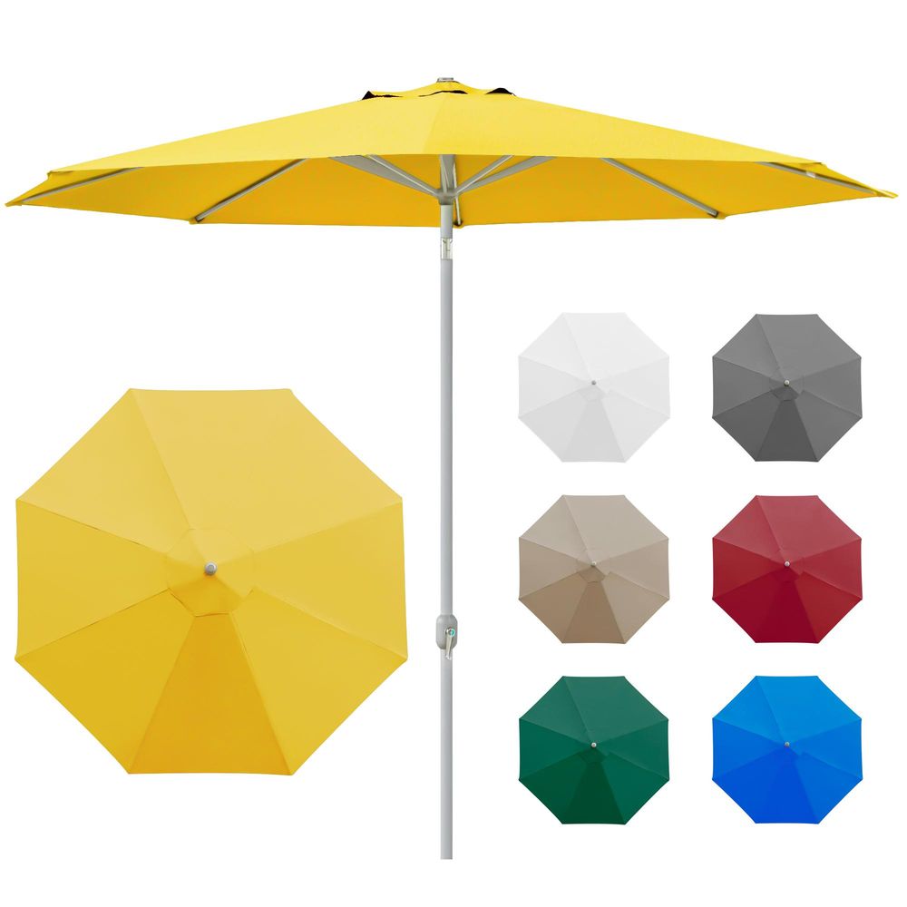Sonnenschirm 3,5m rund weiß Garten Balkon knickbar mit Kurbel UV-Schutz Gestell weiß paramondo interpara
