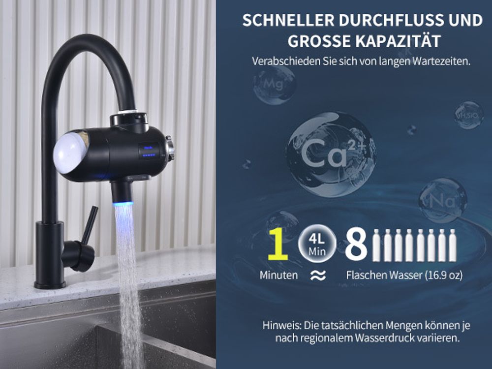 Wasserfilter für Wasserhahn, Desinfektion mit Blaulicht,Geruchsfreies Trinkwasser, Entfernt Chlor, Schwermetalle Geschmack,Hygienisches Trinkwasser