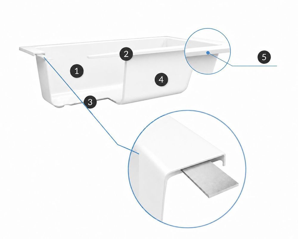 AQUA for you | Badewanne - KRONOS SQUARE - Rechteckbadewanne – 160x70 cm - Universal - Weiß - mit Verkleidung, Siphon, Füßen