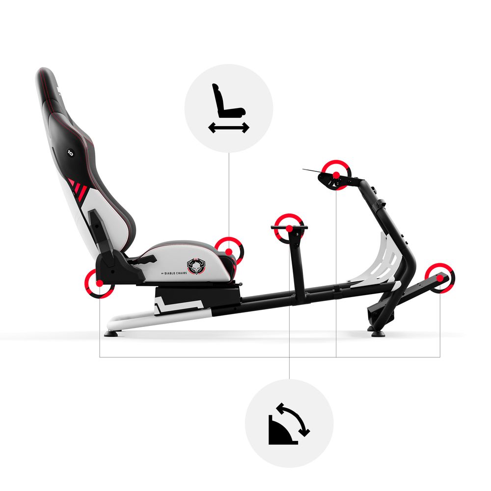 Diablo X-Drive Sim Racing Cocpit Gaming Rennsitz Renncocpit Simracing Schwarz-Weiß