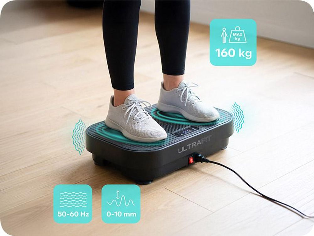 Kompakte Vibrationsplatte Meteor für Ganzkörpertraining – Anti-Rutsch, 160 kg Max. Last, ideal für Muskelstärkung & Fettabbau