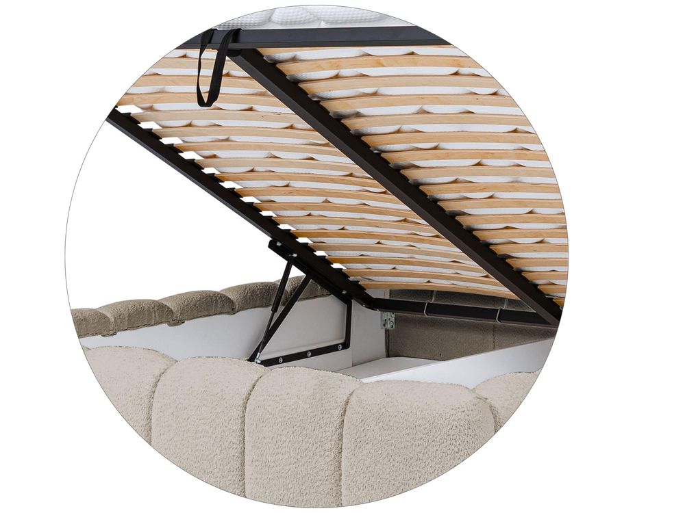 FURNISTAR Polsterbett CHLOE mit Bettkasten 120x200, Doppelbett mit Stauraum, Lattenrost, Boxspring-Optik, ohne Matratze, Hellcreme