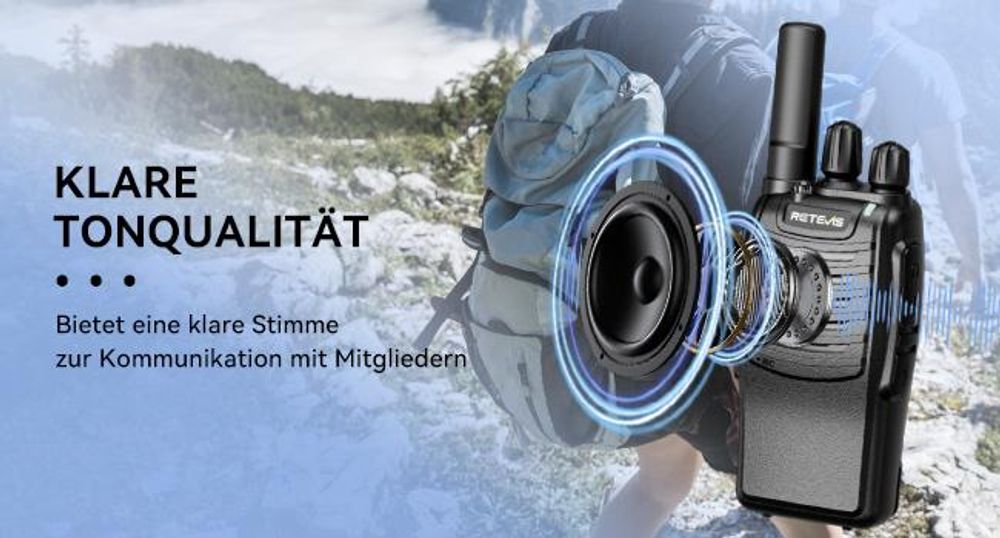 Retevis H777 Walkie Talkie, PMR Funkgeräte Set Lizenzfrei, mit Taschenlampe, Robust, Notfall-Warnungen, VOX, Handfunkgerät für Familie Camping