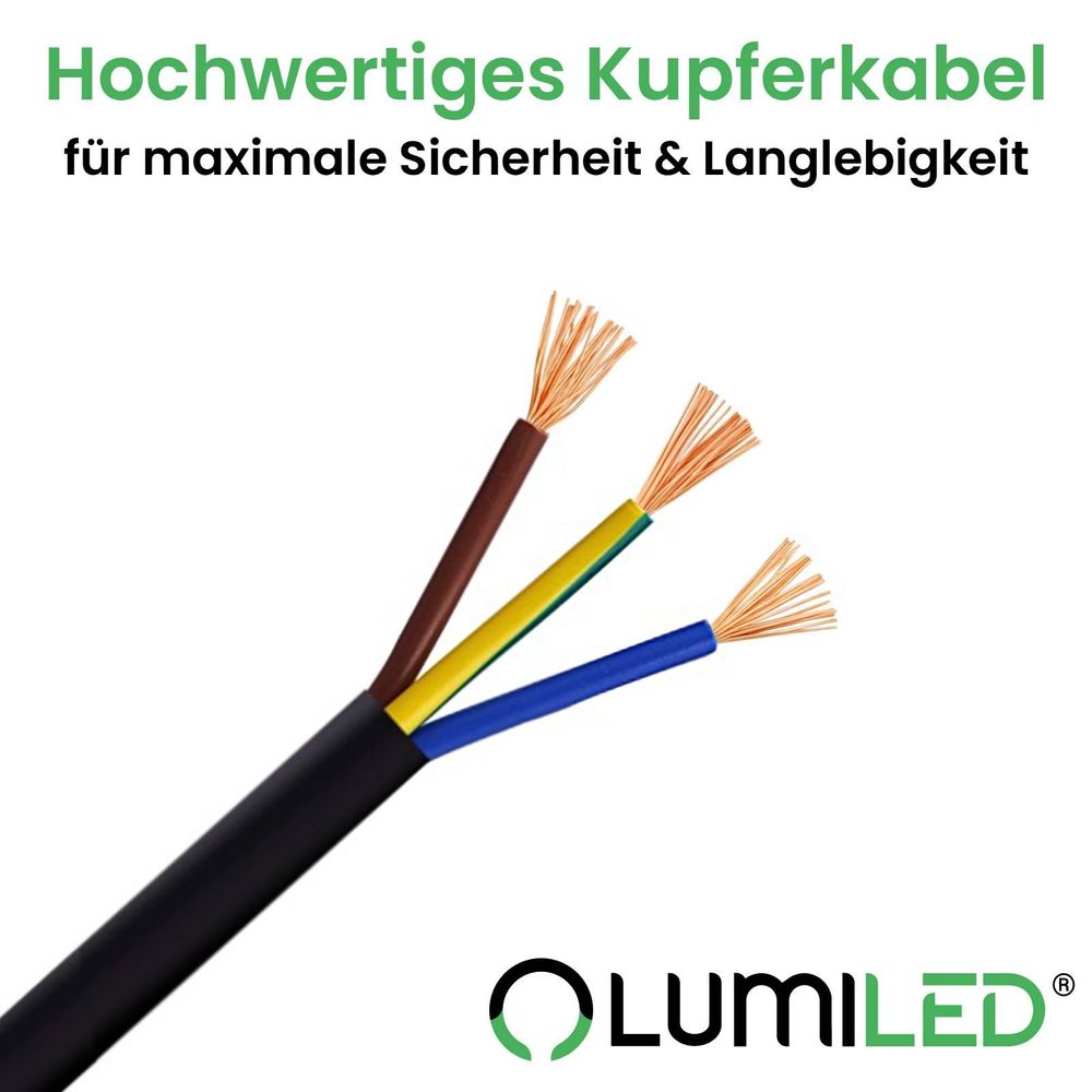 LUMILED Steckdosenleiste mit ON/OFF Schalter 3-Fach Steckdose Typ E, 3m Kabel H05VV-F3G schwarz Mehrfachsteckdose E Stecker 10A 2300W 250V IP20 Halterung zum Aufhängen