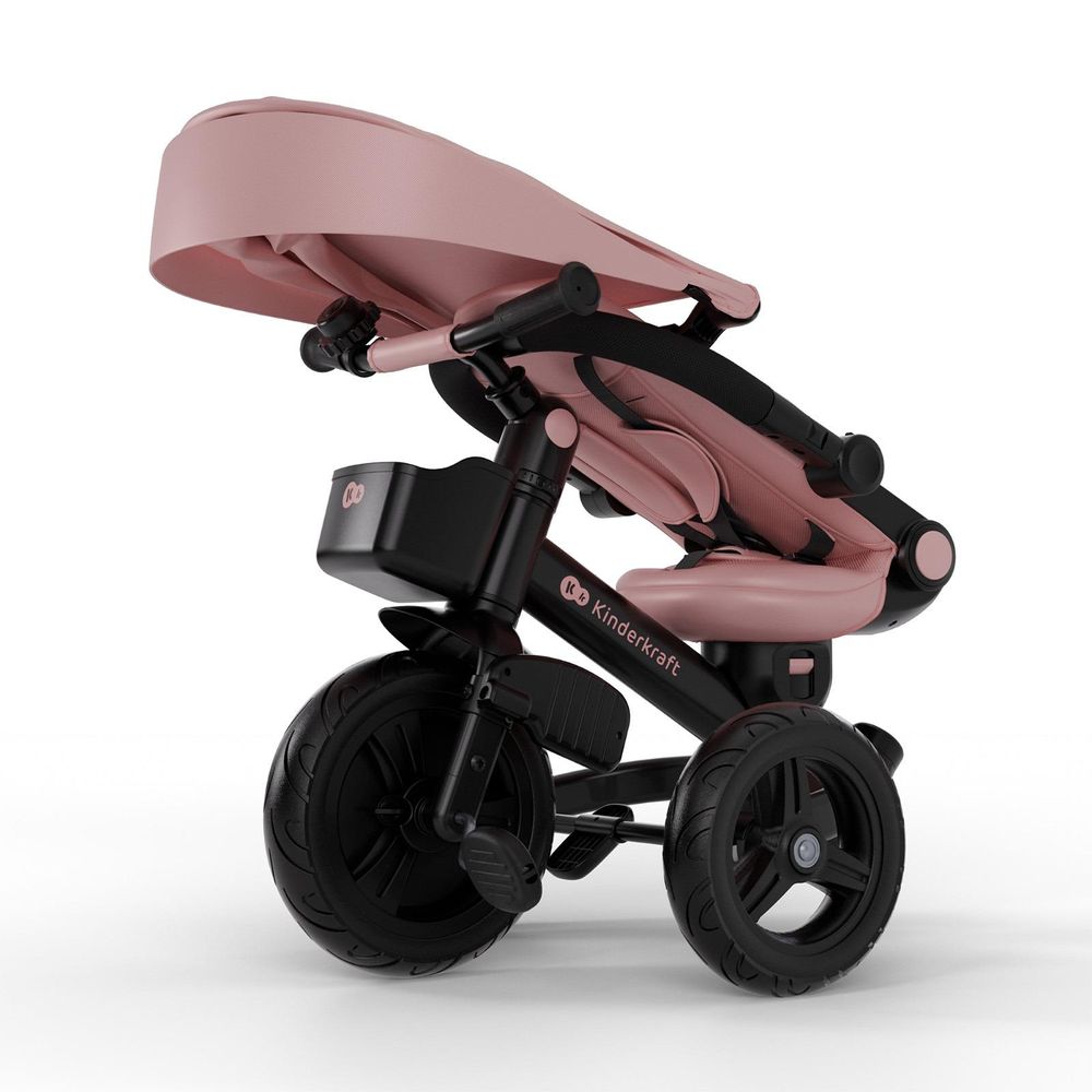 Kinderkraft AVEO 2 PLUS Dreirad 6in1 ab 9 Monate bis 5 Jahre, drehbarer Sitz, verstellbare Rückenlehne mit Liegeposition, Elternschubstang - Rosa