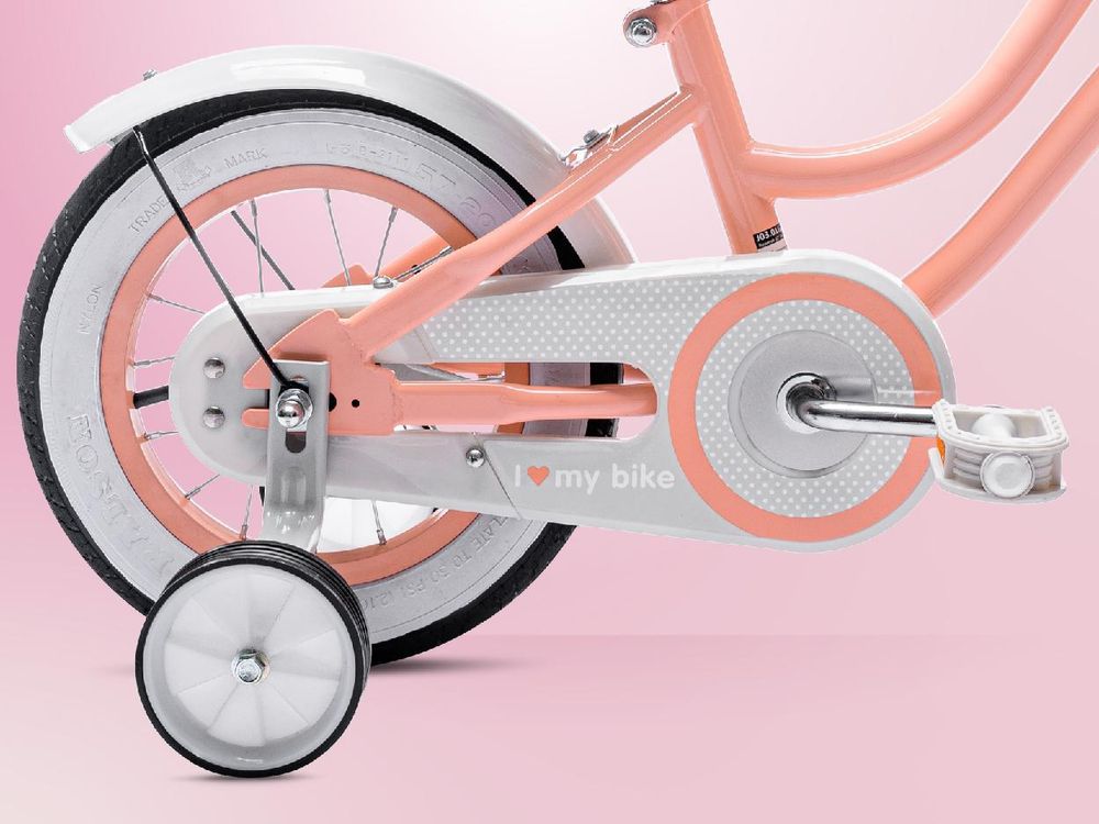 SUN BABY Heart Bike: bicicletta per bambine da 12 pollici, a partire dai 2 anni, con rotelle, manubrio di spinta rimovibile, cestino, campanello, freno a contropedale e freno V-brake