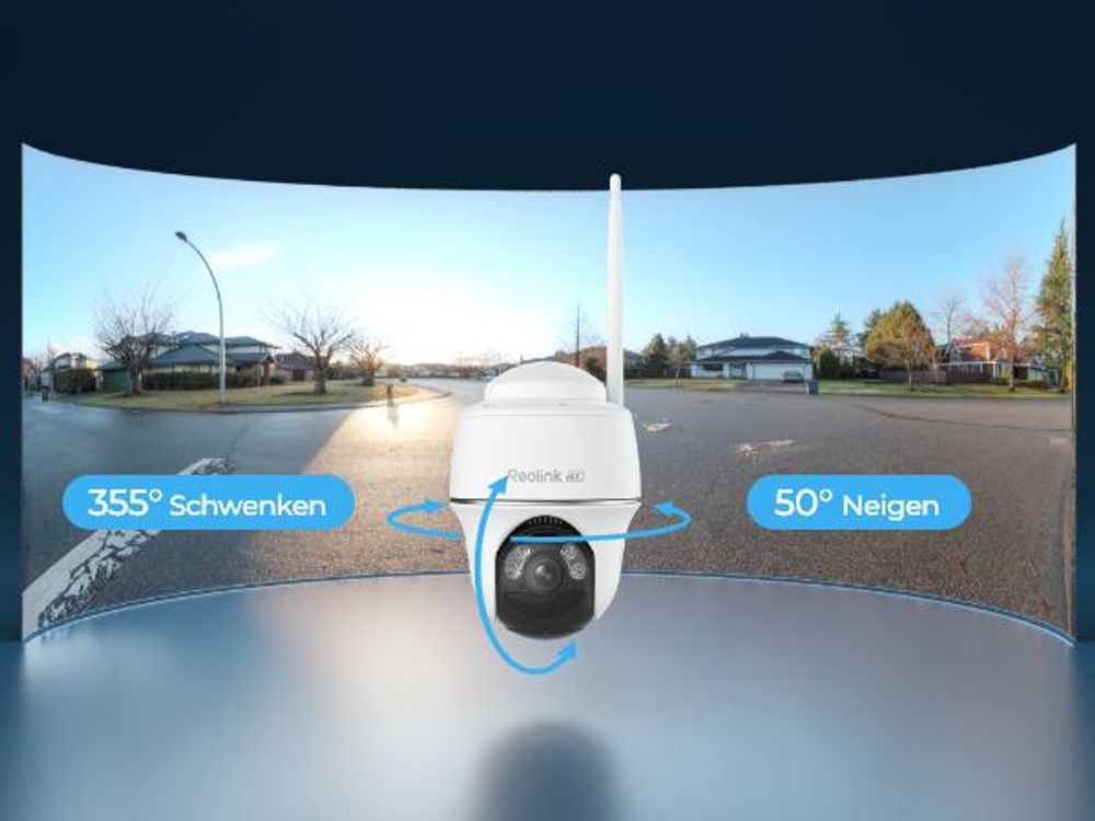 Reolink Argus PT Ultra + Solarpanel, 4K 8MP Akku Überwachungskamera Aussen, 2,4/5GHz WiFi, Pan & Tilt, Farbnachtsicht, Smarte Erkennung, 2-Wege-Audio
