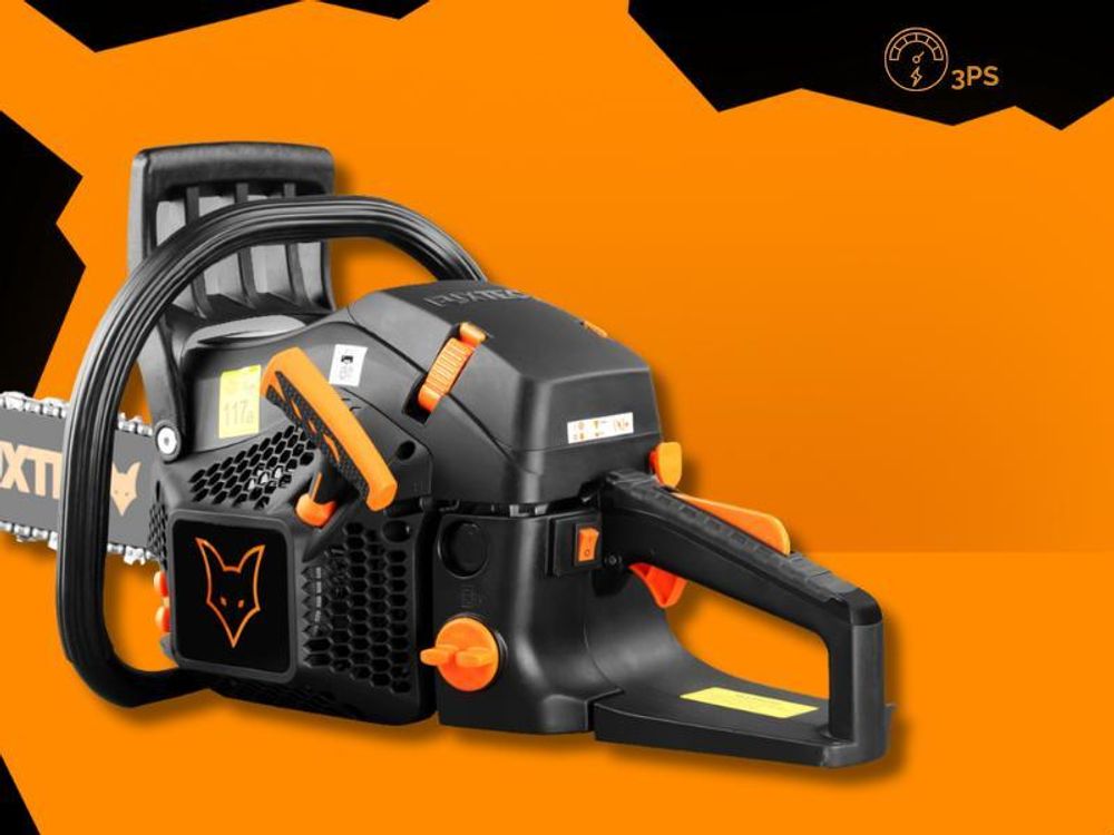FUXTEC Benzin Kettensäge FX-KS255 - Black Edition  | Schwertlänge 46cm  | Schnittlänge 40cm / 45cm  | 5,2kg  | 54ccm  | 2-Takt  | 550ml  | 2,3kw