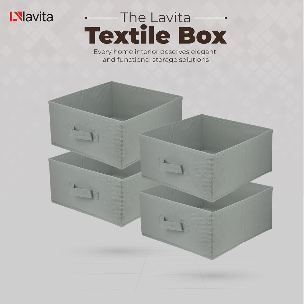 Lavita Storage Box | faltbare Aufbewahrung Boxen 31 x 31 x 15 cm | Schubladen-Organizer Box| Ordnungssysteme für Kleidung | Kleideraufbewahrung & Organisation | hellgrau | 4 stück