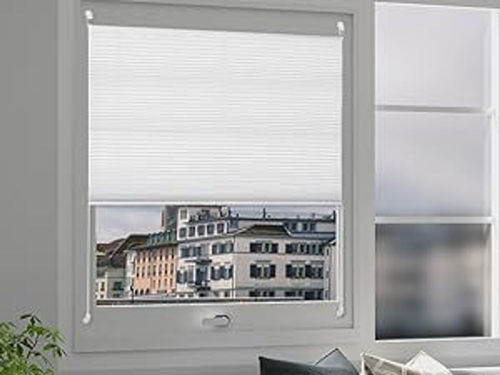 WOLTU Plissee Klemmfix ohne Bohren Easyfix Weiß, 60x120 cm