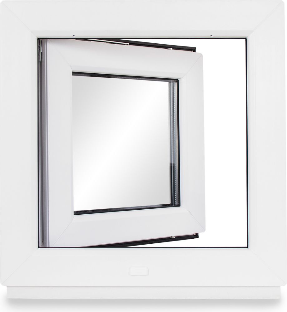Kellerfenster Kunststoff weiß Dreh-Kipp 50x50 cm(BxH) DIN Rechts 2 -fach Glas Dichtung Schwarz