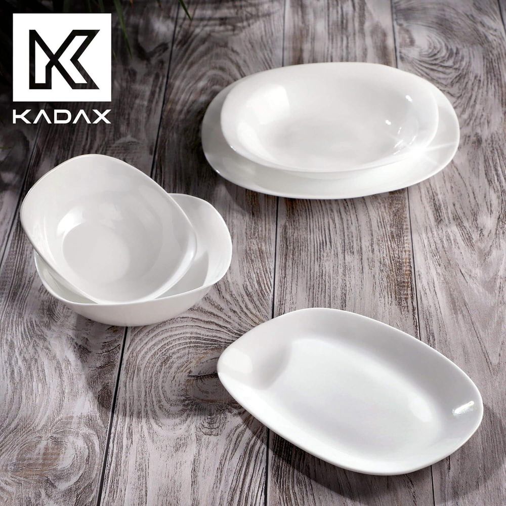 KADAX Suppenteller "Prinier", Suppenschüssel, Weiße Tiefer Teller, 23 cm, 6 Stück