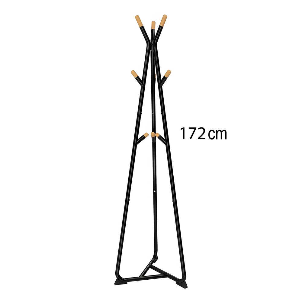 Kleiderständer 9 Haken 172 cm Metall Kleiderstange Garderobenständer Ablage Modern Design Garderobe Schwarz Retoo