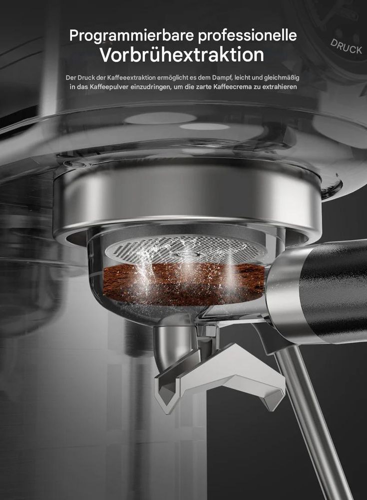 HiBREW H10B Espressomaschine, 20 Bar Druck, Einstellbare Temperatur und Tassenmenge, 51 mm Griff, 1,3 L Wassertank, Silber