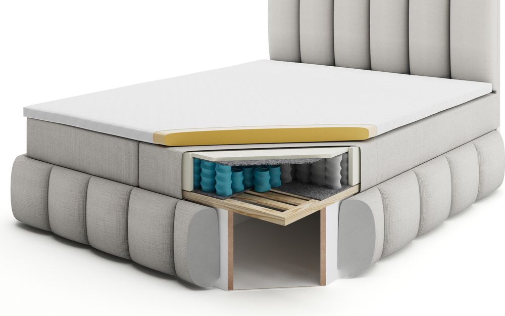 VELAR Boxspringbett mit bettkasten "BALI PLUS", 180 cm, Beige