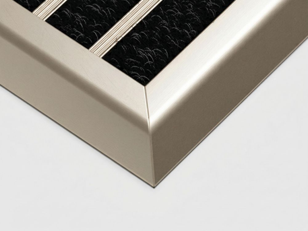 Fußmatte Außen Schmutzfangmatte für Draußen - 40 x 60 cm goldenem Aluminiumrand Wetterfester Fußabstreifer Outdoor Fußmatte