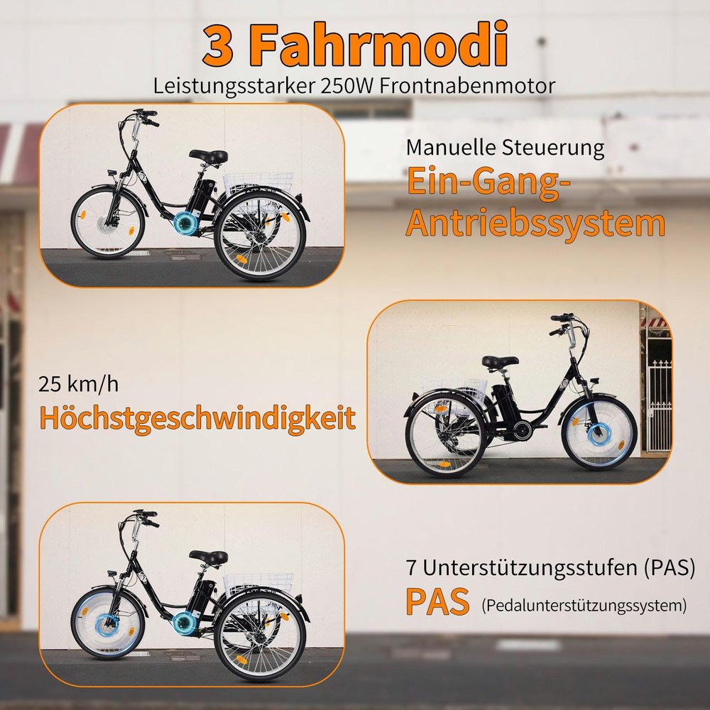Drei Fahrmodi und Shimano 7-Gang-Schaltung