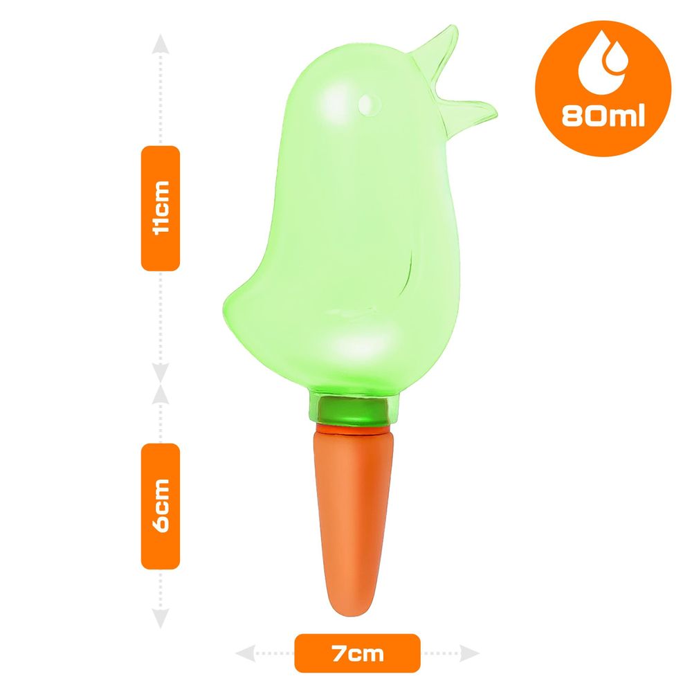 Automatischer Pflanzenbewässerer in Vogel-Form, Wasserspender für Topfpflanzen, Bewässerungskugel 80 ml, EVI HOME Green Bird, Grün