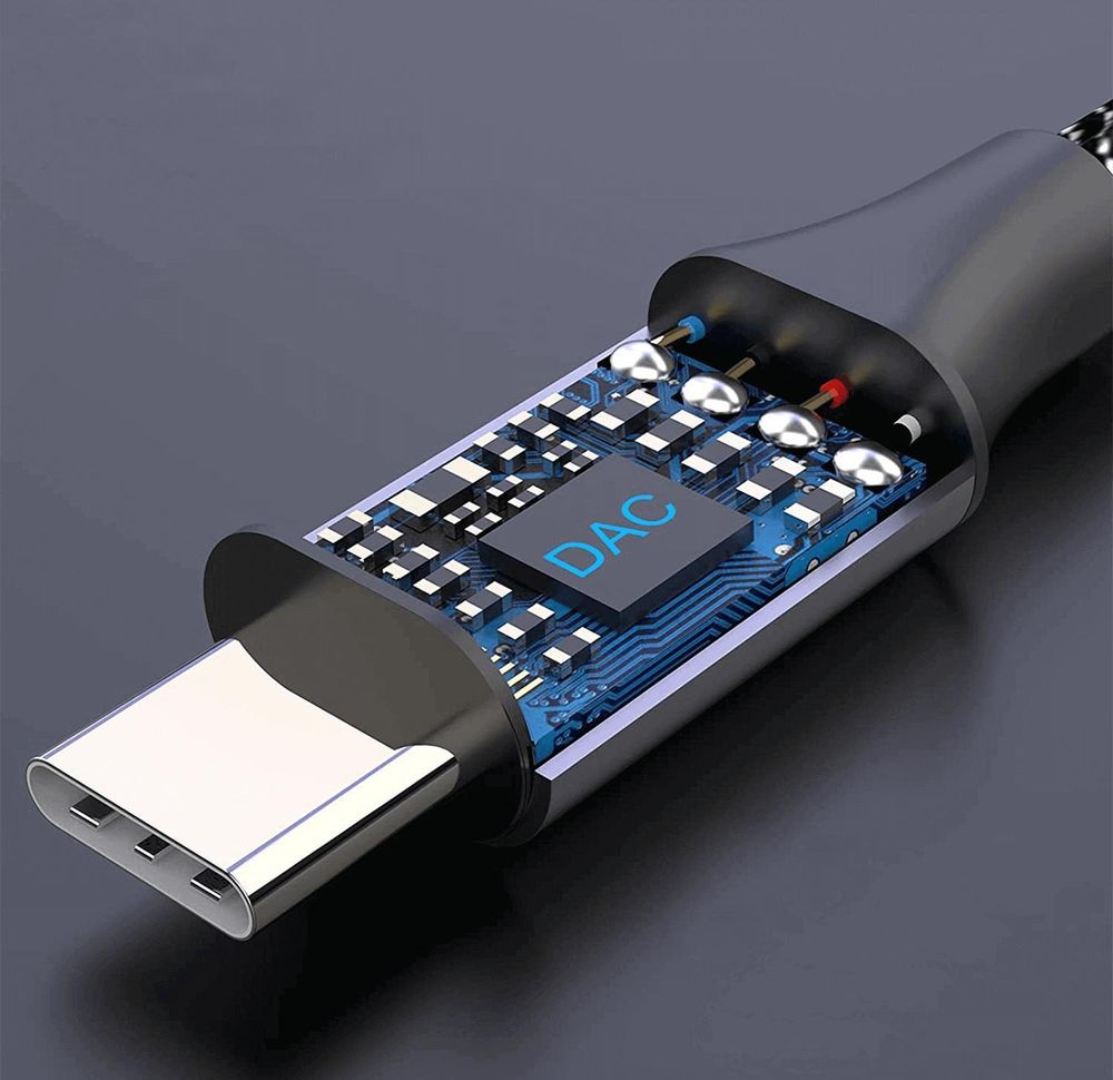 REAGLE 1m USB-C auf 3,5mm Klinkenstecker AUX Audiokabel mit DAC, Nylongeflecht, Aluminiumstecker, Stereo Adapter für Auto, Kopfhörer, Lautsprecher