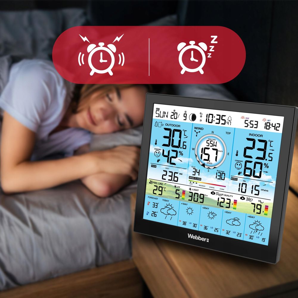 Velký LCD displej meteorologické stanice WEBBER WS603