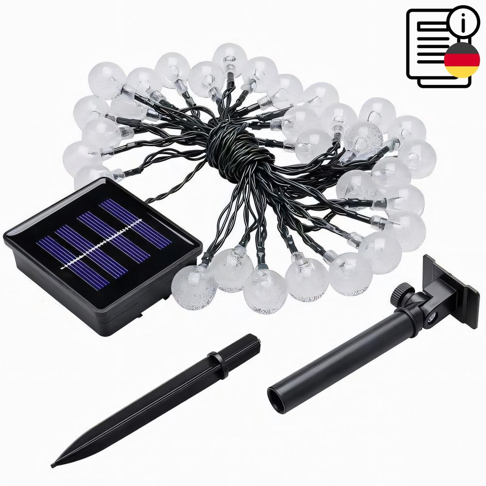 Solar Lichterkette Außen, 10 Meter, warmweiß, 3 Lichtmodi, 100 LEDs Kugeln, Ideal für Garten, Terrasse, Balkon - Retoo
