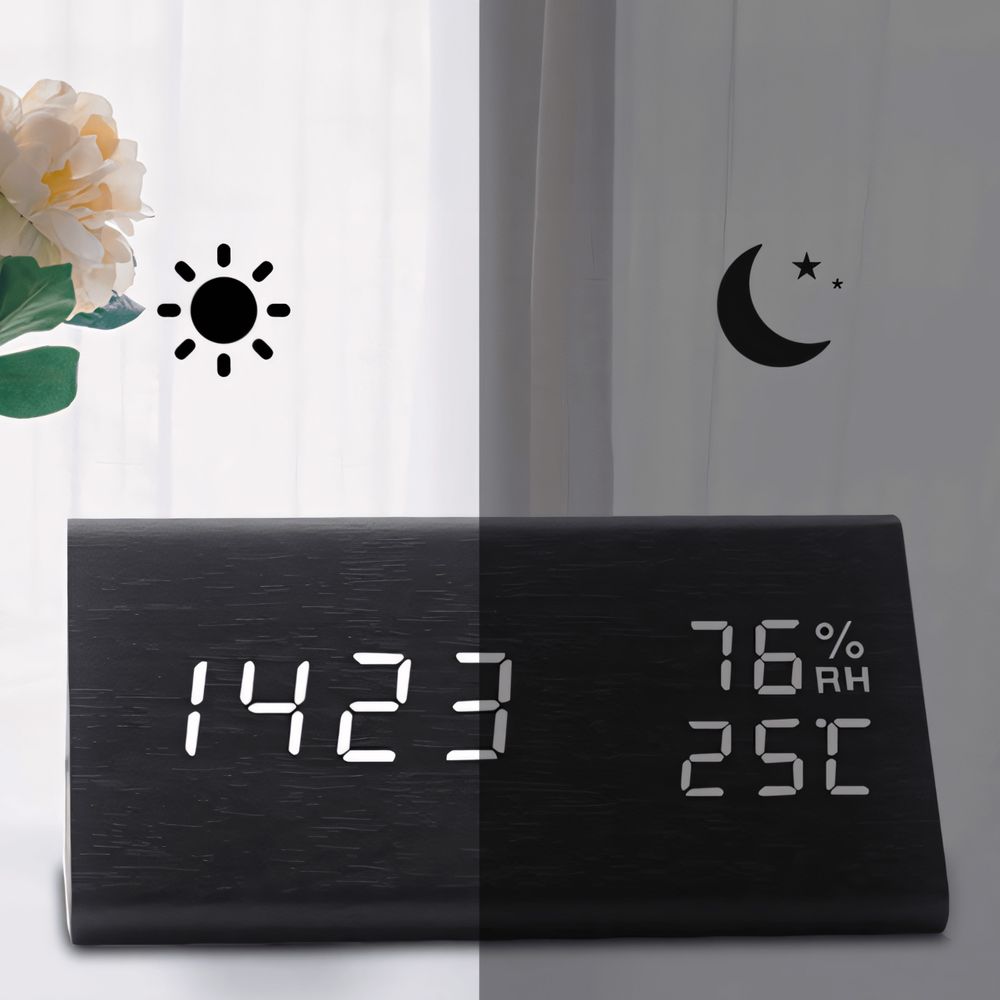 Digitaler Wecker LED Digital Digitaluhr Wanduhr Datum 12h 24h USB Temperatur Alarm Clock Schlafzimmer Wohnzimmer Küche Büro Dimmbar Zeit Holz Retoo