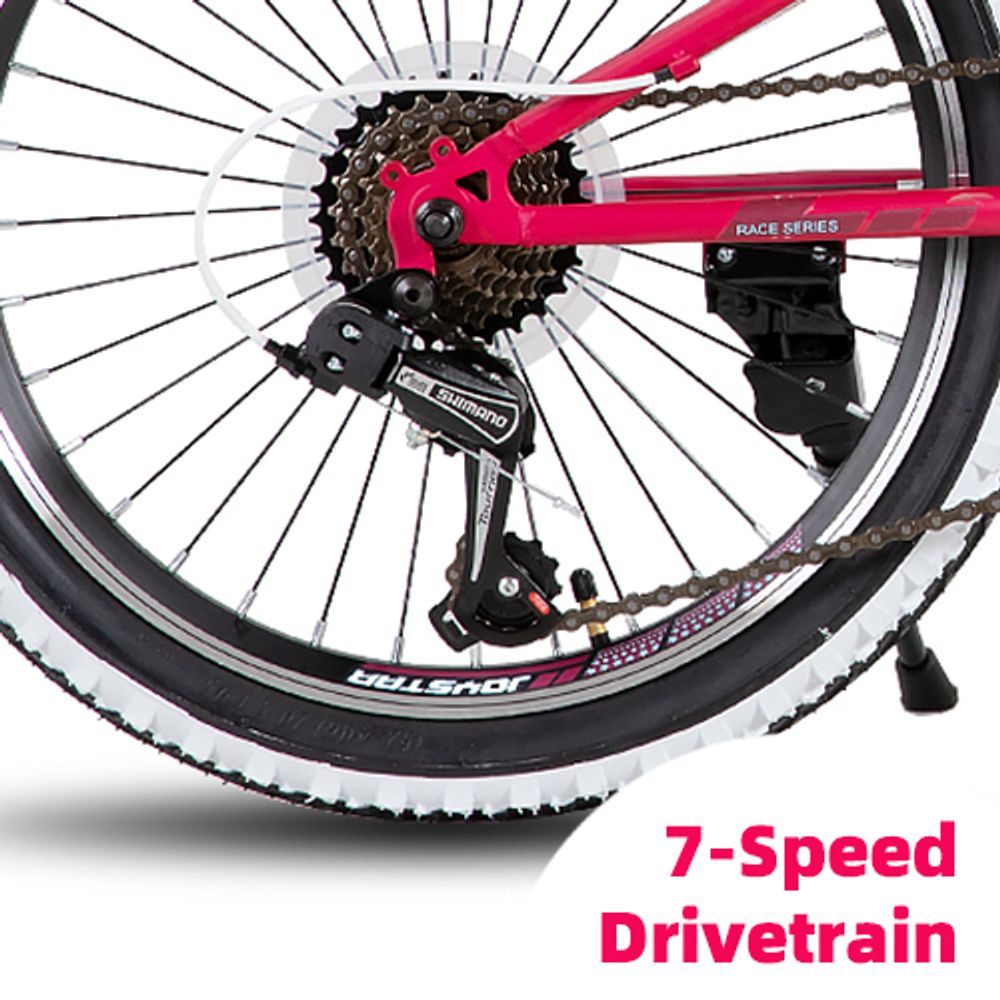 JOYSTAR 20 Zoll Kinderfahrrad für Jungen & Mädchen im Alter von 7-12 Jahren Hardtail Mountainbike für Kinder mit 7-Gang, Schwarz