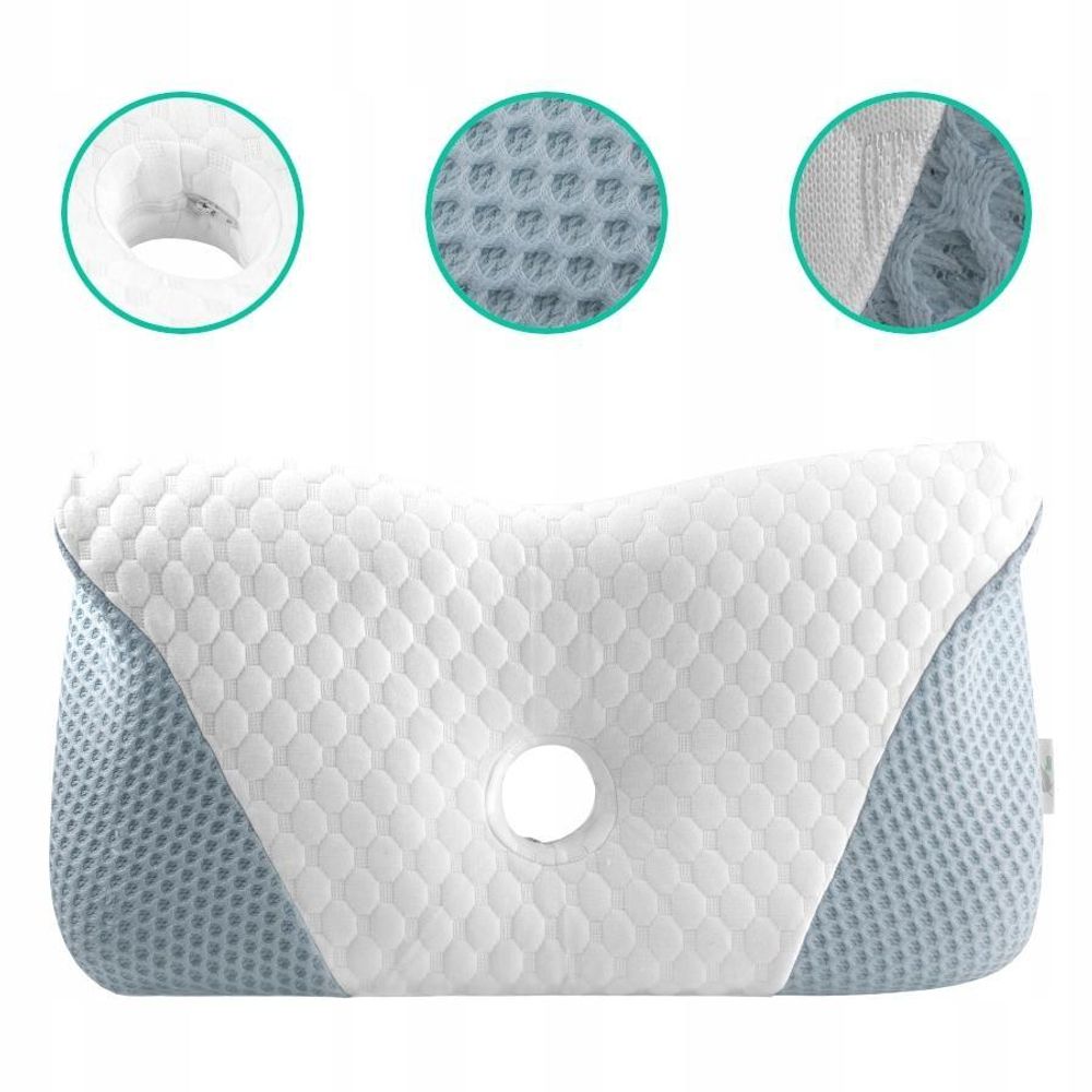 Profilovaný polštář z paměťové pěny, Ortopedický a ergonomický polštář na podporu krku, Spací polštář z paměťové pěny pro pohodlný spánek, 60 x 32 cm