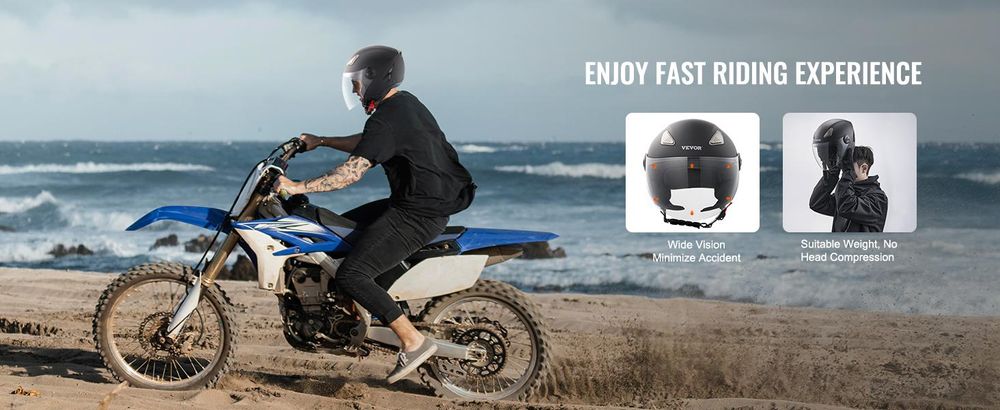 VEVOR Motorradhelm 3/4 Gesicht Größe M, ABS-Helm mit Bluetooth-Kommunikation und austauschbaren Gläsern, DOT-, für Jugendliche und Erwachsene