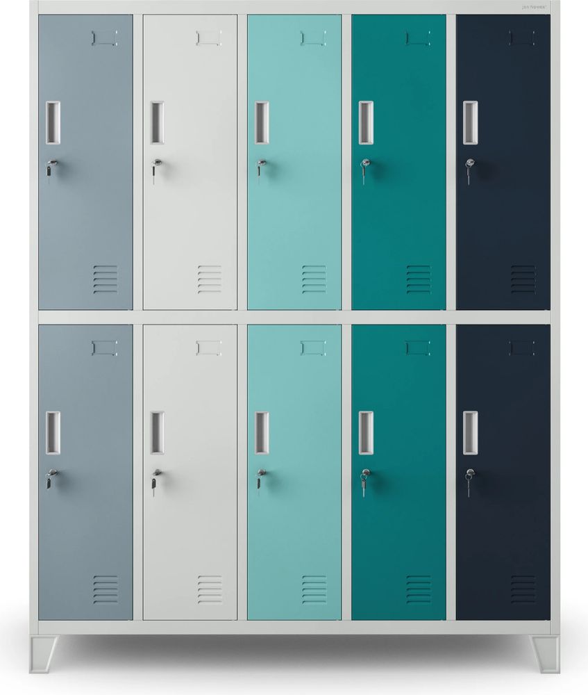 Umkleideschrank 5B2A Spind Spint Schließfachschrank Metallschrank mit 10 Fächern Etikettenhalter Metall 172 cm x 136 cm x 45 cm Farbe: Mehrfarbig