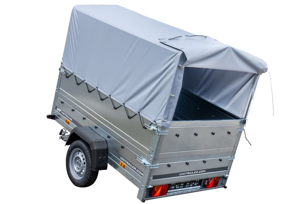 Pkw Anhänger 750 kg ungebremst GARDEN TRAILER 201 KIPP mit zusätzlichen Bordwänden, Stützrad, Hochplane und Hochspriegel