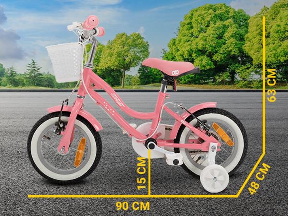 Actionbikes Kinderfahrrad Starlight 12 Zoll | Kinder Fahrrad - V-Brake Bremsen - Kettenschutz - Fahrradständer - 2-5 Jahre (Rosa)