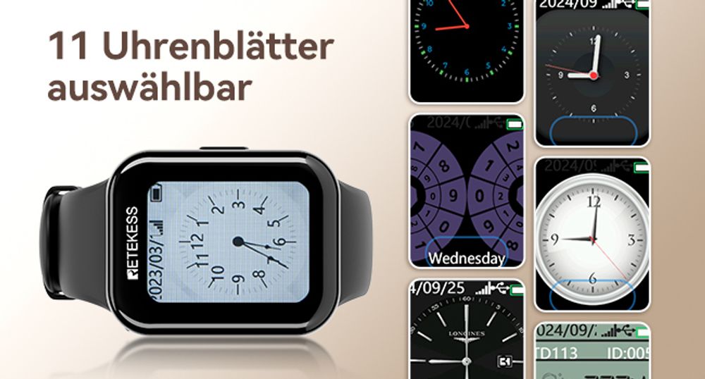 Retekess TD113-TD033 Personal Pager System, drahtloses Rufsystem, Uhr Pager Anzeige, IPX67 wasserdicht, Lange Standby-Zeit, für Restaurant, Kellnerin