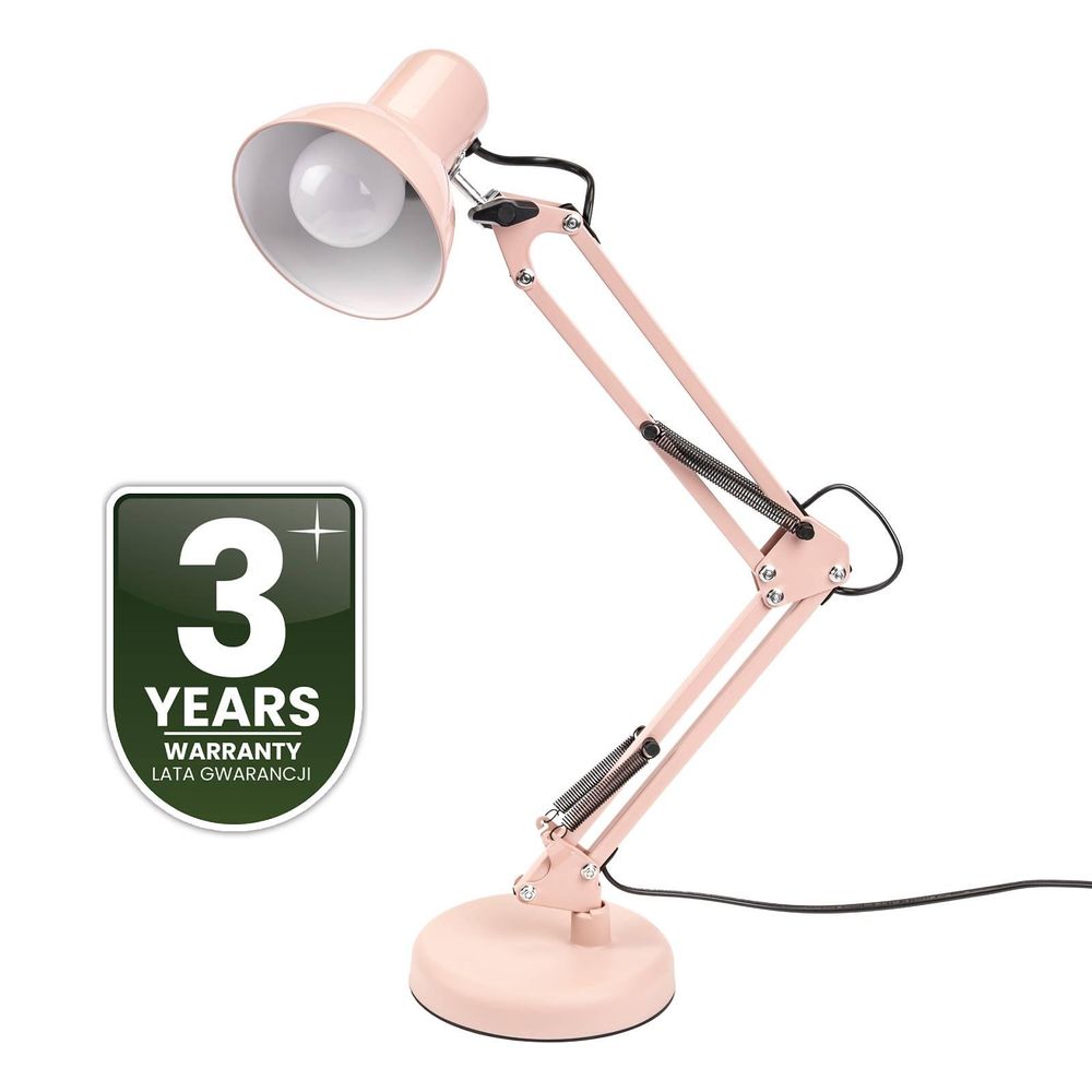 LUMILED Schreibtischlampe Puderrosa Metall E27 Fassung Verstellbarer Arm mit Klemme Retro klassisch Leselampe Tischleuchte Tischlampe Arbeitsleuchte Nachttischlampe Kinderzimmer Arbeitszimmer