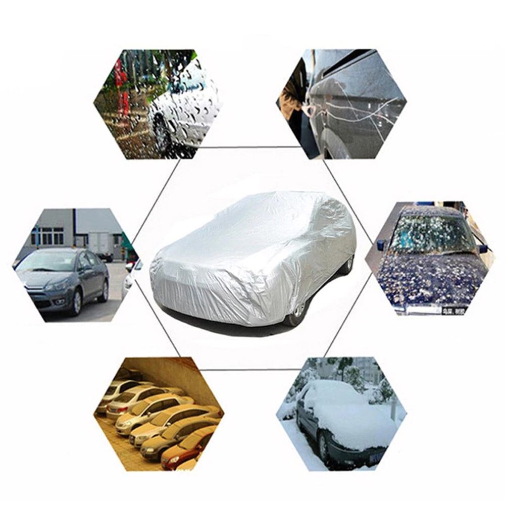 Autoschutzhülle - Auto Abdeckplane - Car Cover - Autoplane Silber - Reflektierende Streifen - 480x175x120cm - Antikratzsicht, Schutz vor Regen, Sonne