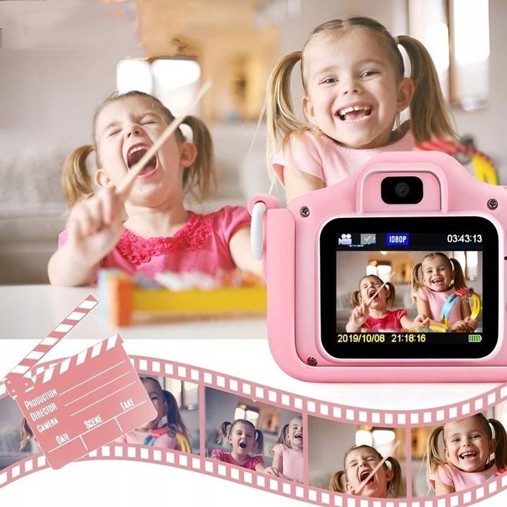 Digitalkamera für Kinder 40MP Spielzeugkamera mit Spielen + 32GB Karte