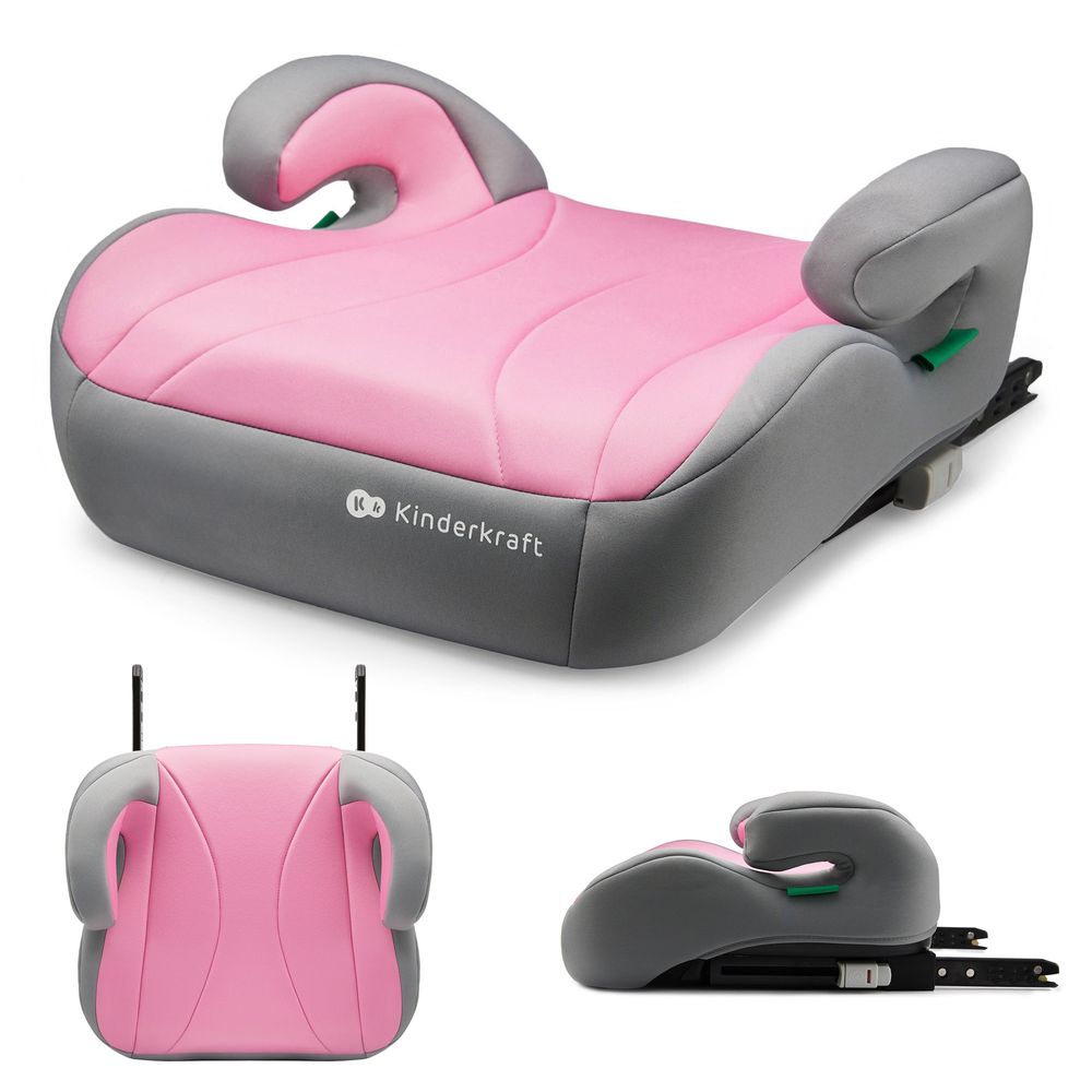 Kinderkraft I-BOOST i-Size - Sitzerhöhung 135-150 cm - R129 Norm - ISOFIX - Ergonomisch - Weicher Schaumstoff - Abnehmbarer Bezug - Rosa