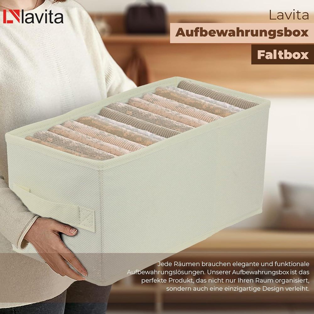 Aufbewahrungsbox LAVITA Elfenbein / Beige 15 x 31 x 15 cm 1 Stück faltbar