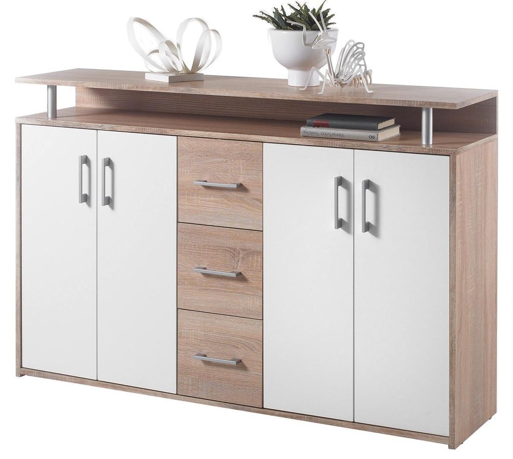 Delia Highboard – Modernes Sideboard mit 4 Türen & Schubkästen für stilvolle Wohnzimmer