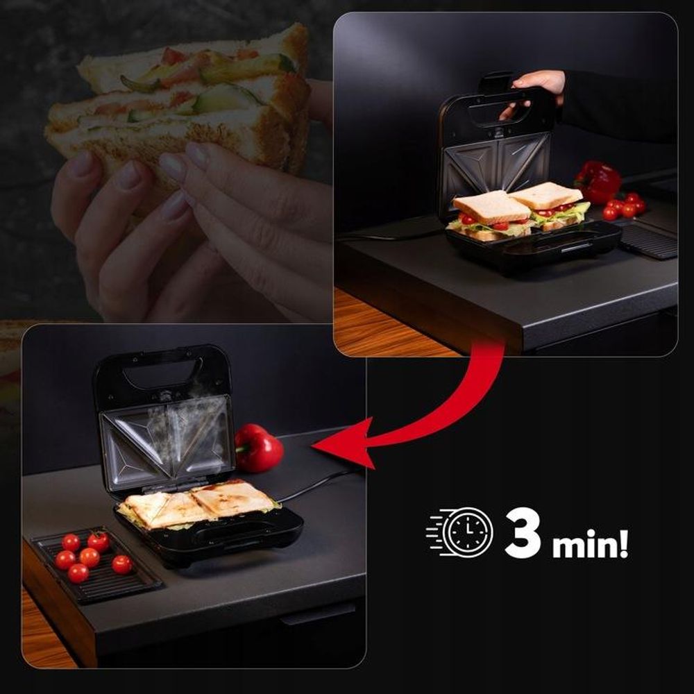 Opiekacz do kanapek Toster LEHMANN TOAST Sandwich Grill Gofrownica Panini 3w1 mocny 1200