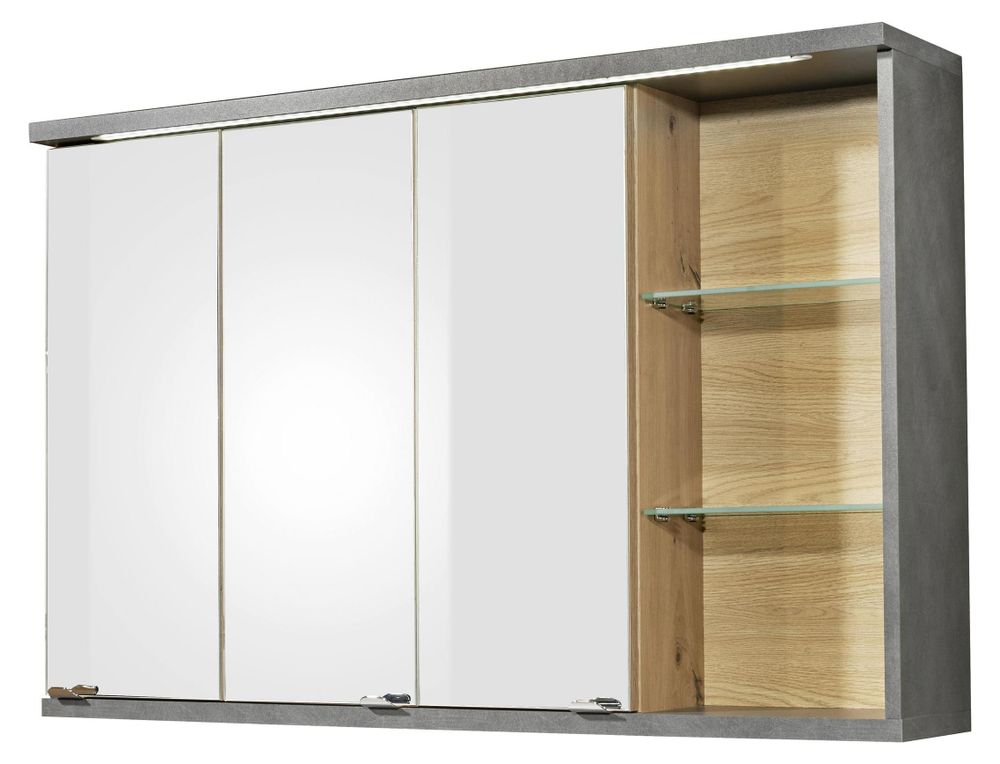 Nebraska I Spiegelschrank – Bad-Spiegelschrank mit LED-Beleuchtung und viel Stauraum