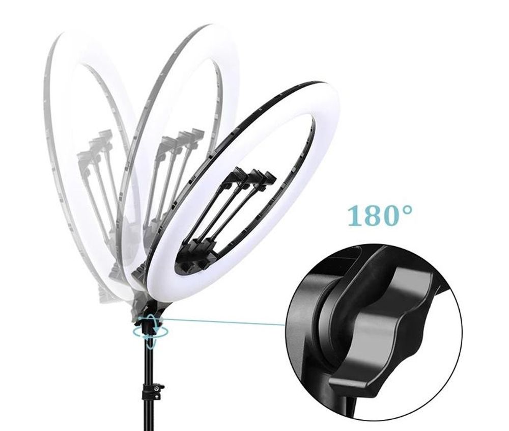 LED-RING-Ringlampe, LED-Ringlicht, Ringleuchte, Leistung 240 W (Verbrauch 36 W), 45 cm Fernbedienung + Stativ 220 cm,