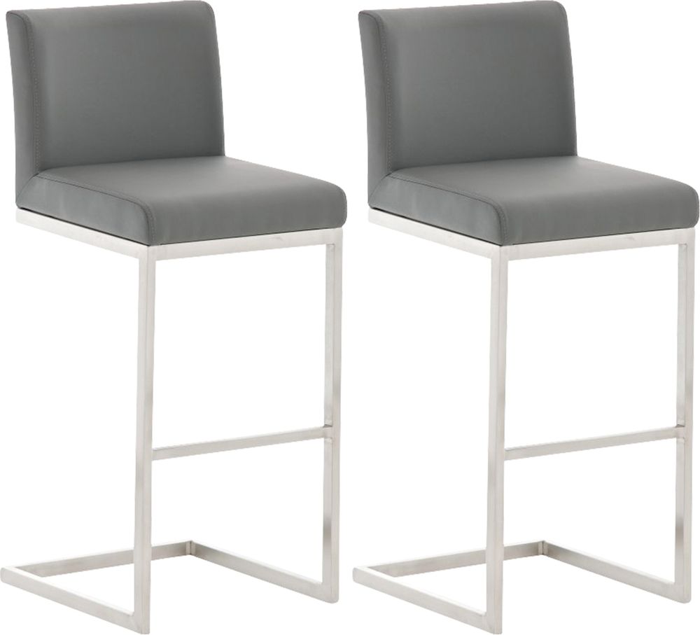 CLP 2er Set Barhocker Paros mit Kunstlederbezug Edelstahl Fußablage bis 240 kg grau