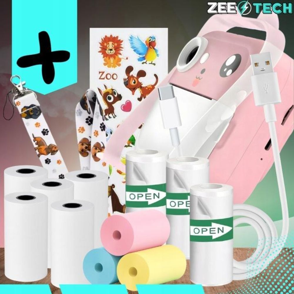 Sofortkamera Für Kinder Mini Drucker + 11 Rollen + Aufkleber