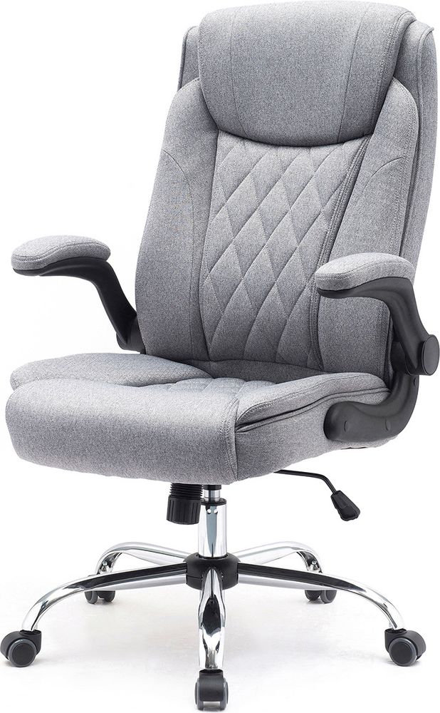 SUPERKANCL Stoff-Bürosessel COMFORTABLE, Bürostuhl bis 130 kg, mit klappbaren Armlehnen, grau