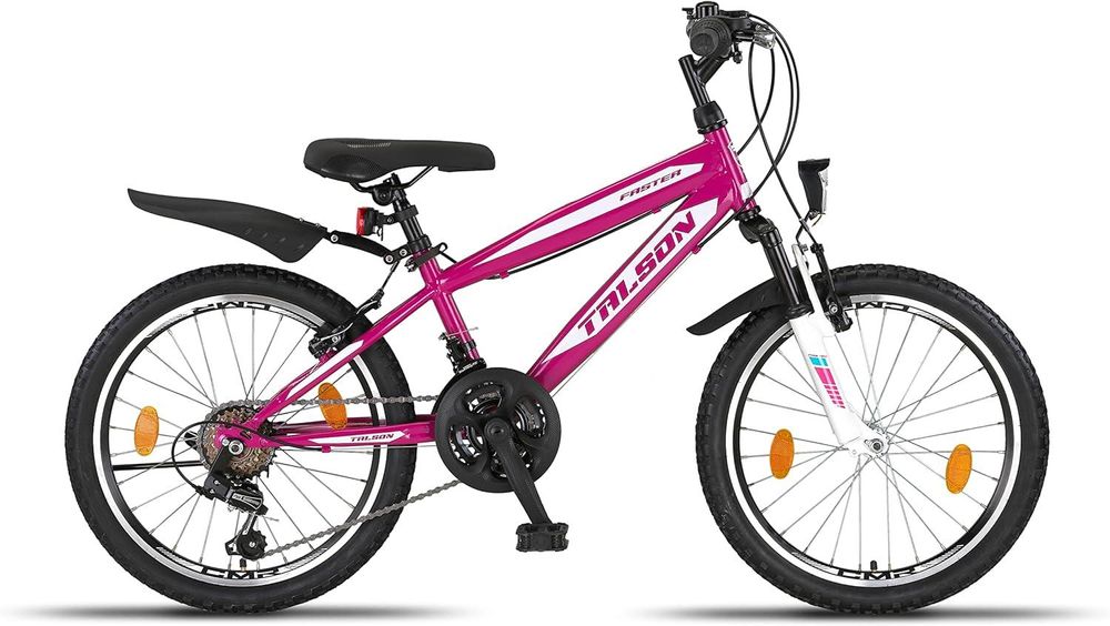 20 Zoll Fahrrad MTB mit Beleuchtung und SHIMANO 18-Gang Faster Lila