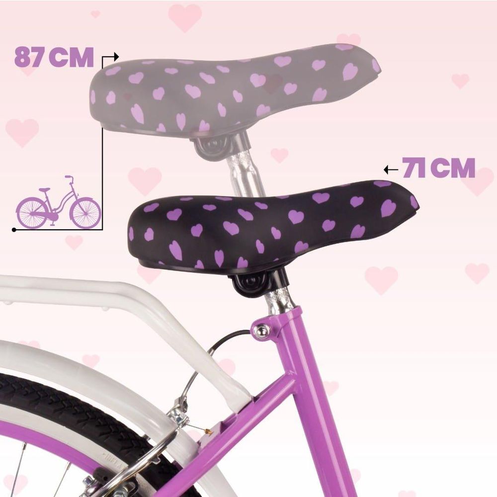 Sillín ajustable en altura con diseño de corazones