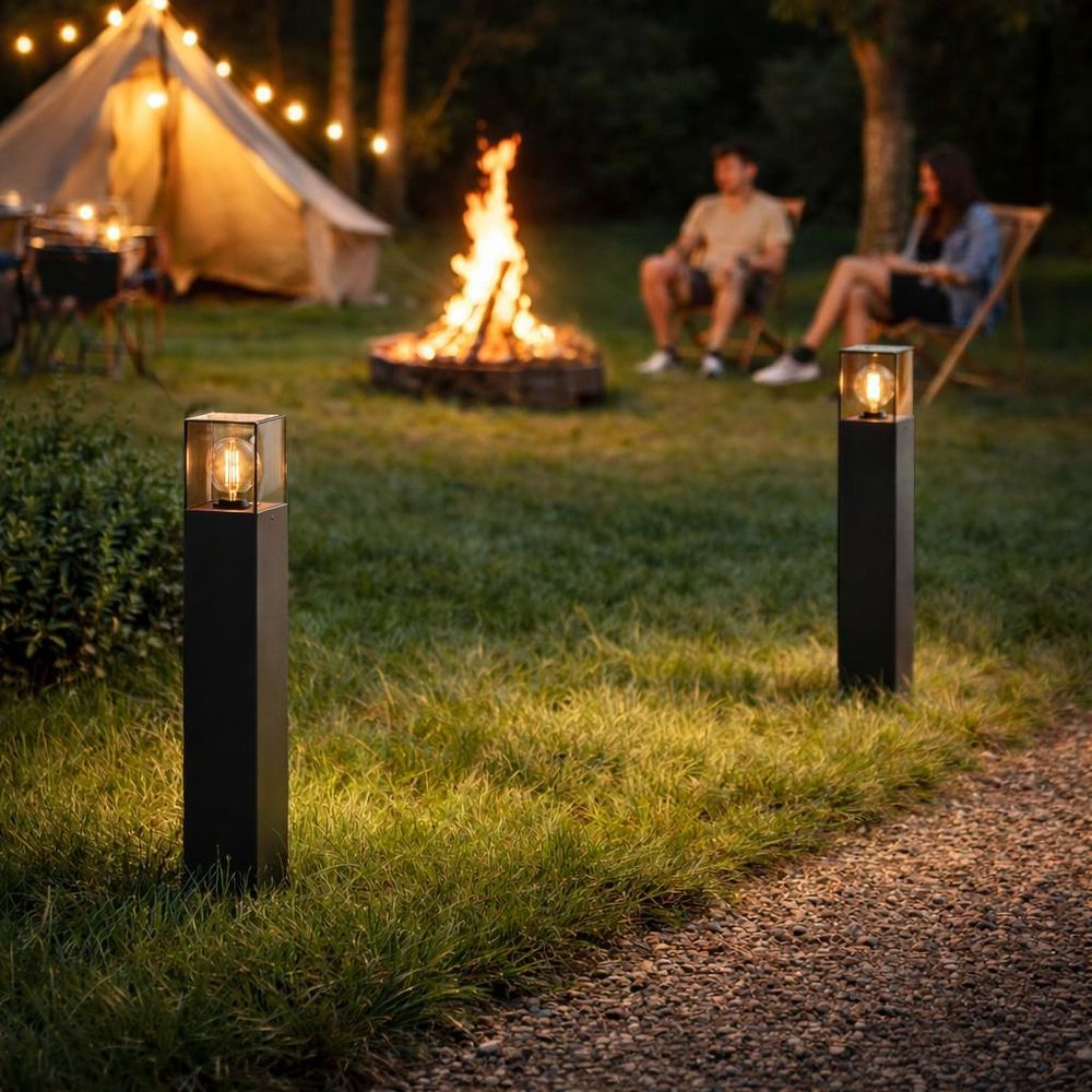 MasterLED LED Wegeleuchte E27 IP44 60cm Schwarz Pollerleuchte Gartenbeleuchtung Aluminium Außenleuchte Gartenlampe